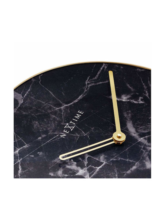 Nextime Marble Silent Wall Clock Glass Black Ø40cm