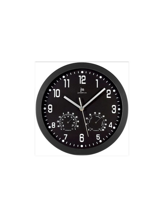 Justaminute Θερμόμετρο-Υγρόμετρο Wall Clock Plastic Black Ø30cm