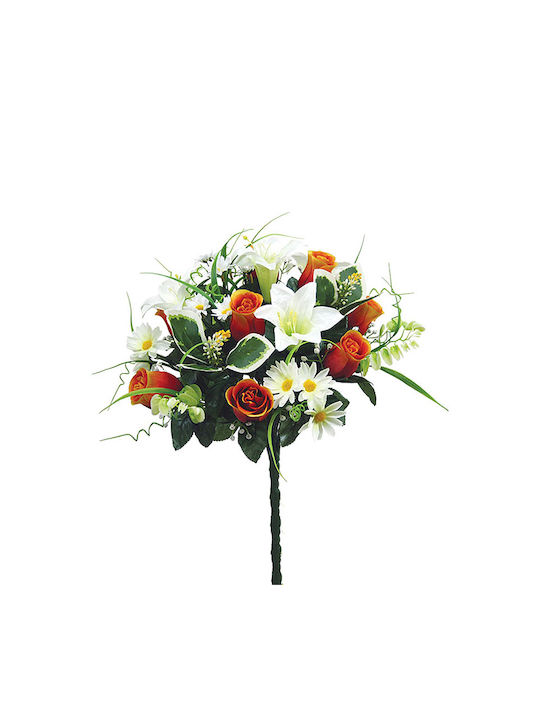 Marhome Bouquet of Artificial Flowers Rose Orange 40cm