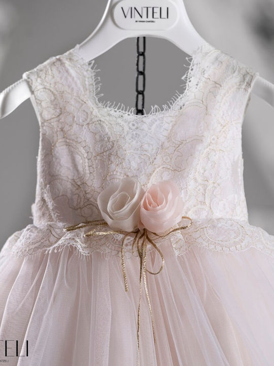 Vinte li Ecru Taufkleidung für Mädchen mit Haar-Accessoires & Kleid 2 Stück