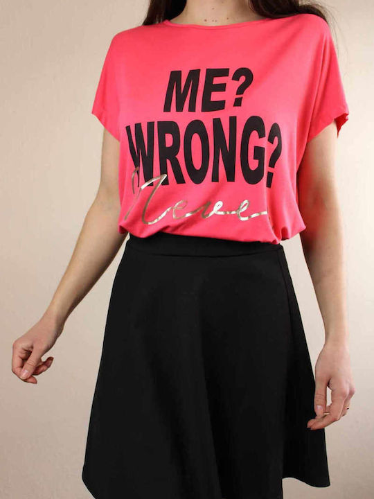 Sinell Damen-T-Shirt Asymmetrische Spitze Fuchsia