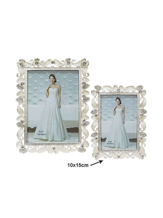 Marhome Photo Frame Silver Plated 10x15cm with White Frame