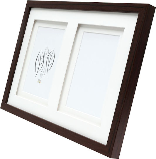 Deknudt S65KQ2 Wooden Wall-Mounted Multi Picture Frame 2 Photos With Brown Frame