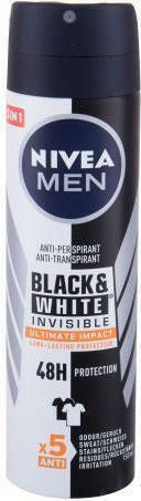 Nivea Men Black & White Invisible Ultimate Impact Anti-perspirant Αποσμητικό 48h σε Spray 150ml