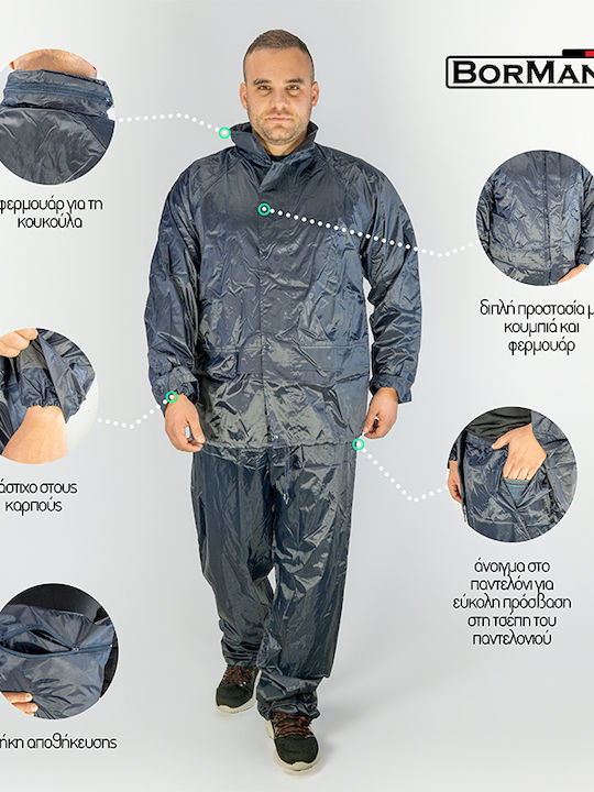 Bormann Impermeabil Bărbătesc Costum de Lucru Albastru marin