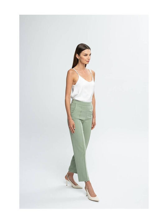 Mind Matter Women's Fabric Trousers Green