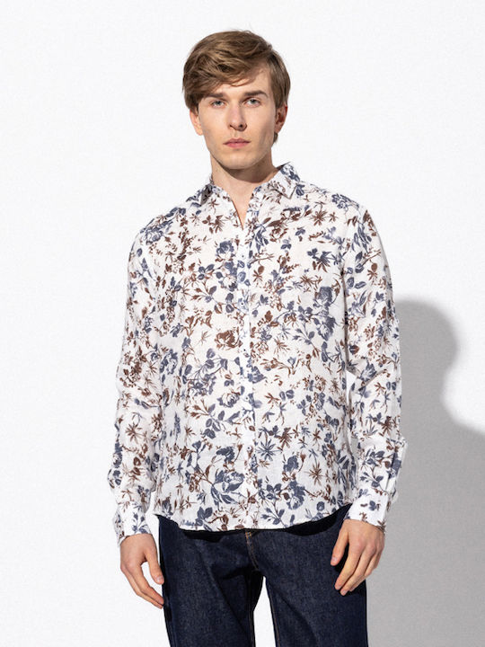 Langärmlig Leinen Hemd Off White