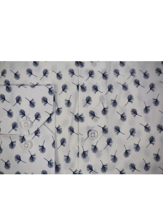 Μακρυμάνικo Πουκάμισο σε Κανονική Γραμμή Floral Λευκό