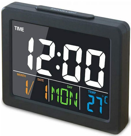 Ceas De Masă Digital Lcd Cu Ceas Deșteptător Negru 902002_b