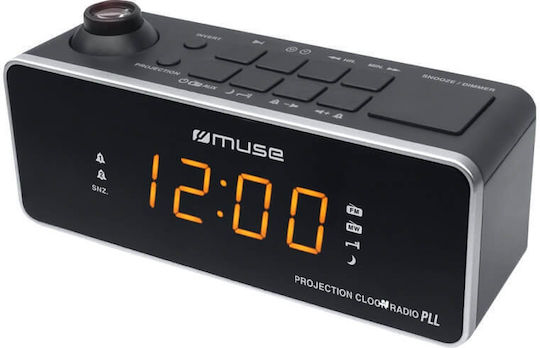 Muse Tabletop Digital Clock LED with Alarm Clock and Radio Black M-188P
