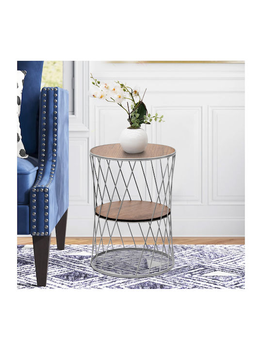 Round Side Table Jaspin Wooden Silver L32xW32xH44cm