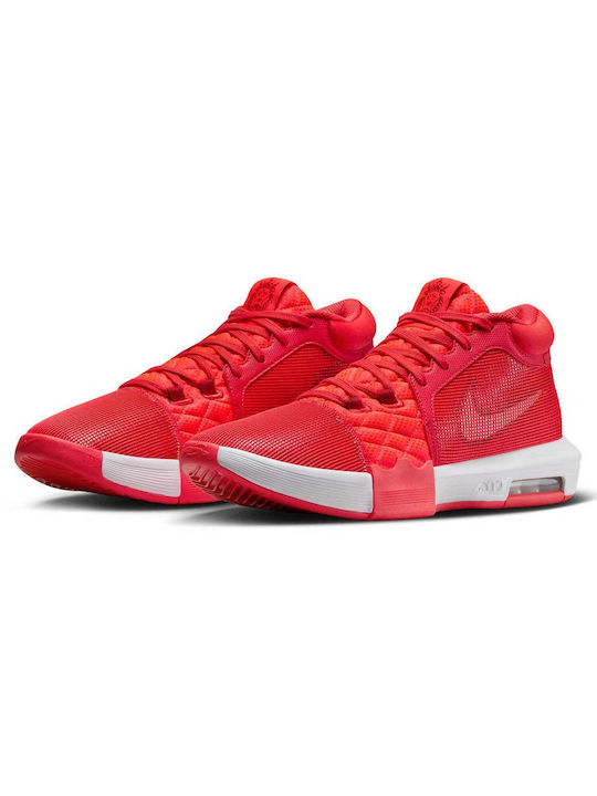 Nike LeBron Witness VIII Висока Баскетболни обувки Light Crimson / Bright Crimson / Gym Red / White
