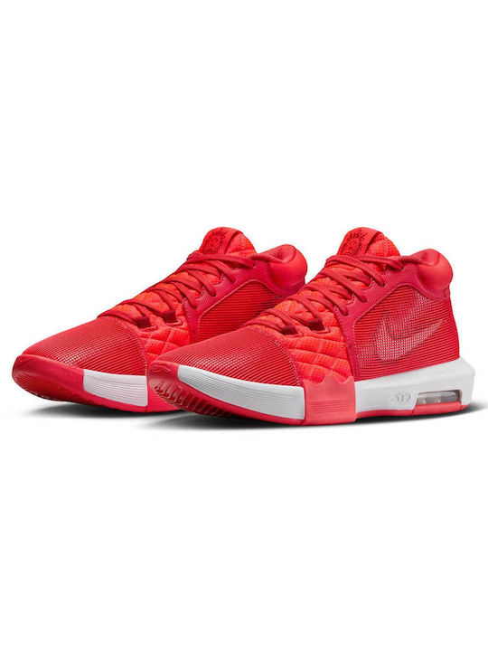 Nike LeBron Witness VIII Ψηλά Μπασκετικά Παπούτσια Light Crimson / Bright Crimson / Gym Red / Λευκό