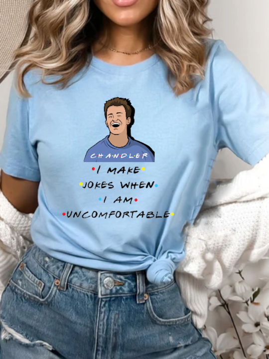 Fruit of the Loom Friends Tv Chandler T-shirt Μπλε Βαμβακερό