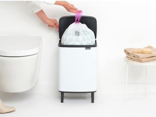 Brabantia Bo Small Hi Plastic Waste Bin with Oscillating Lid White 12lt