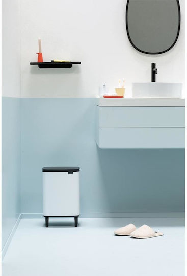 Brabantia Bo Small Hi Plastic Waste Bin with Oscillating Lid White 12lt