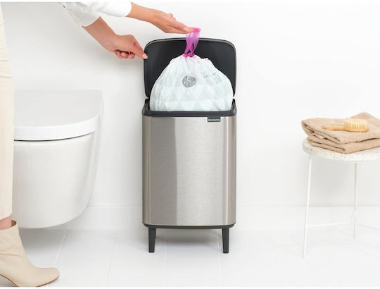 Brabantia Bo Small Hi Waste Bin Plastic Push Silver 12L