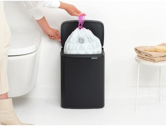 Brabantia Bo Small Plastic Waste Bin with Oscillating Lid Black 12lt