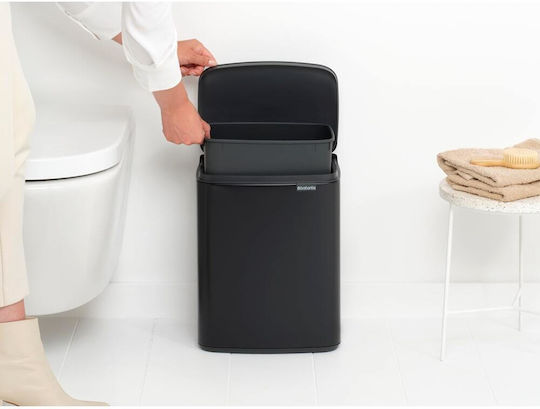 Brabantia Bo Small Plastic Waste Bin with Oscillating Lid Black 12lt
