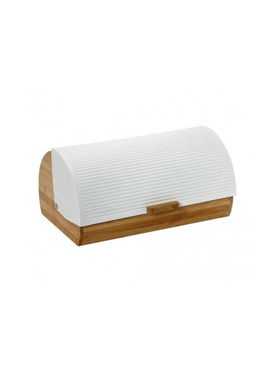 Marva Wooden Bread Box with Lid White Stripes 39x28x18.5cm
