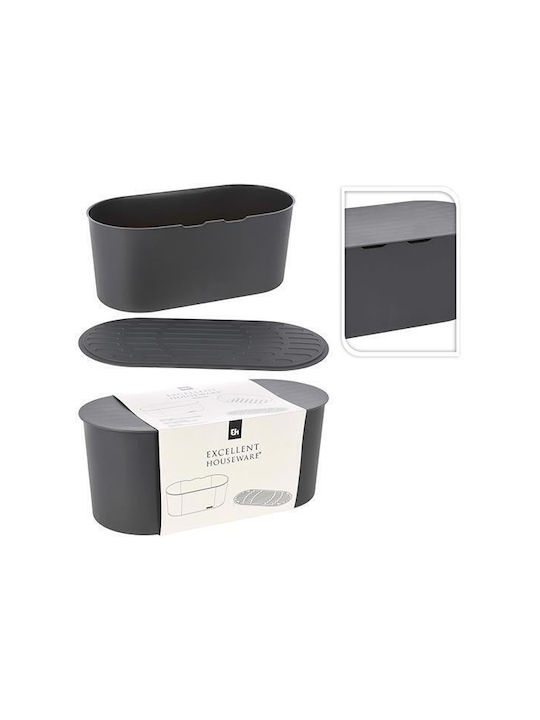 ArteLibre Bread Box with Lid Plastic Black 39x19x16.3cm