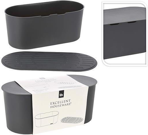 ArteLibre Bread Box with Lid Plastic Black 39x19x16.3cm