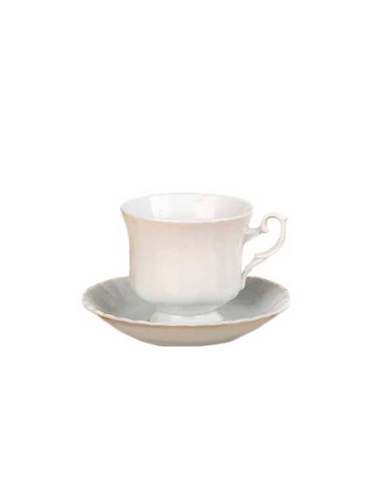 Cryspo Trio Set of Cups Tea Porcelain White 250ml 6pcs