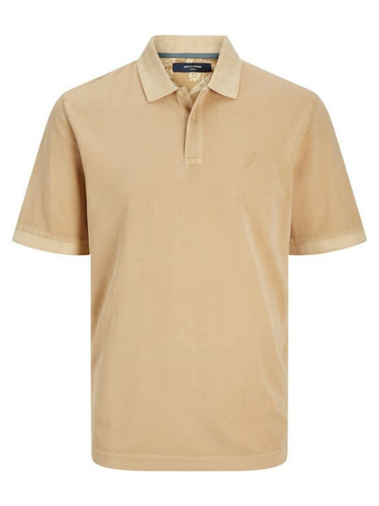 Jack & Jones Ανδρικό T-shirt Κοντομάνικο Polo Sand