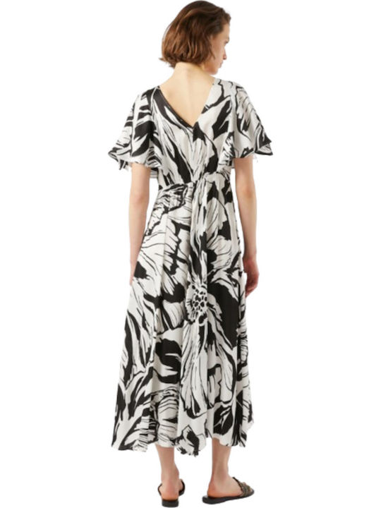 Καλοκαιρινό Midi Φόρεμα με Σκίσιμο White/black