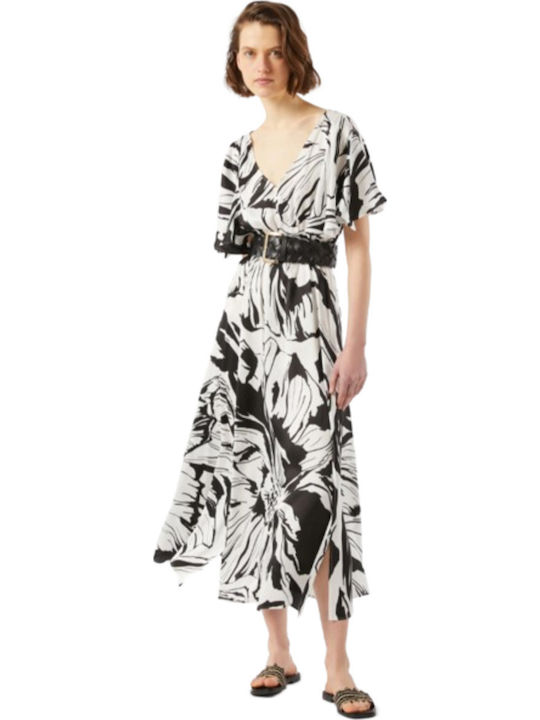 Καλοκαιρινό Midi Φόρεμα με Σκίσιμο White/black