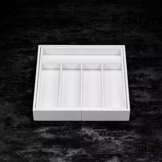 KING Hoff Tăvi Pentru Tacâmuri De Sertar Rabătabilă Din Lemn 31x31x5cm Albă