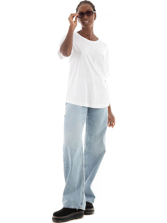 Damen Bluse Baumwolle Kurzärmelig Weiß