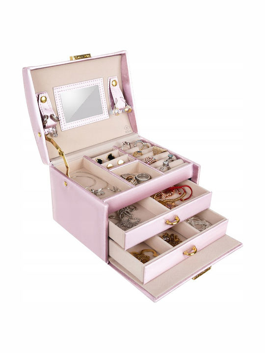 Zola Cutie Pentru Bijuterii Cu Oglindă Roz 17.5x13.8x13.5cm