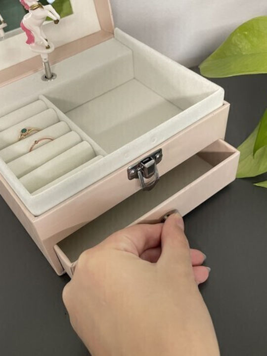 Μουσικό Κουτί Κοσμημάτων Ροζ 15x9x13cm