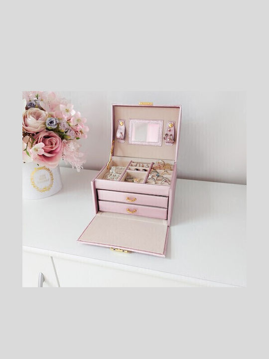 Zola Cutie Pentru Bijuterii Cu Oglindă Roz 17.5x13.8x13.5cm