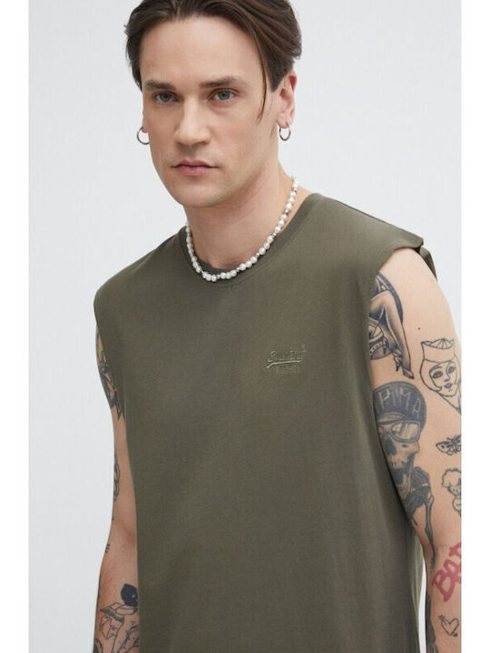 Superdry T-shirt Bărbătesc cu Mânecă Scurtă Olive Night Green