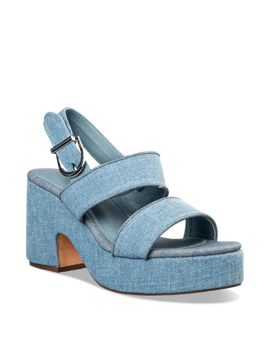 Envie Shoes Υφασμάτινα Γυναικεία Πέδιλα σε Μπλε Χρώμα