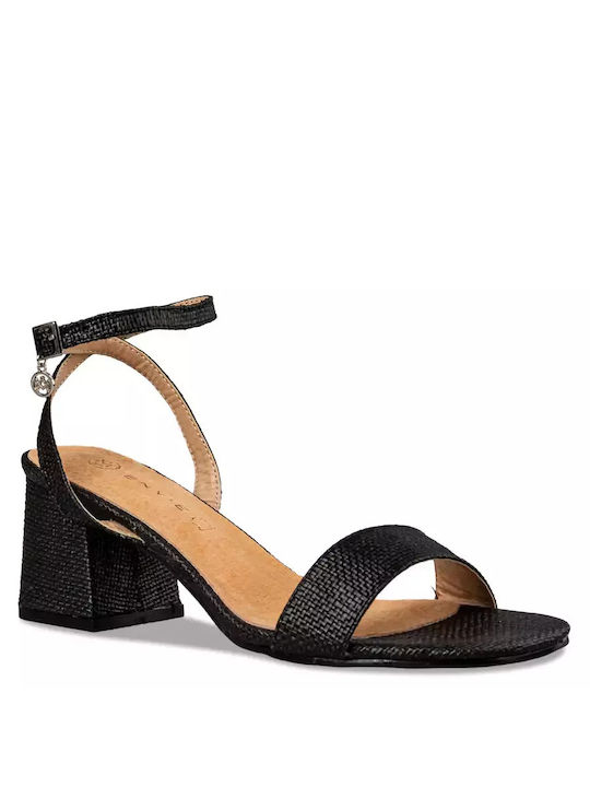 Envie Shoes Sandale dama cu Chunky Toc Mediu in Culorea Negru