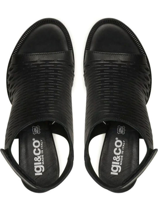 Din piele Sandale Negre