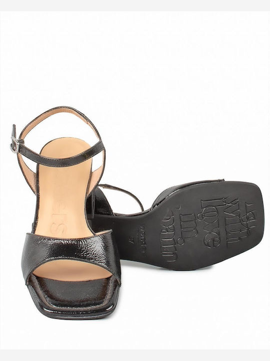 Women's Leather Sandals Wonders H-6102 Lack V Negro Black