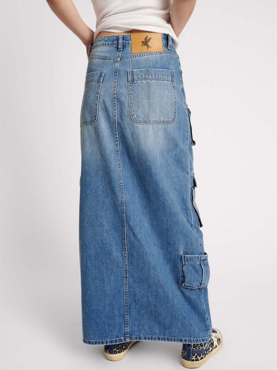 One Teaspoon Denim High Waist Skirt in Blue color