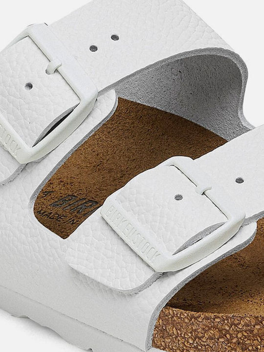 Arizona Leather Women's Flat Sandals in White Color Narrow Fit