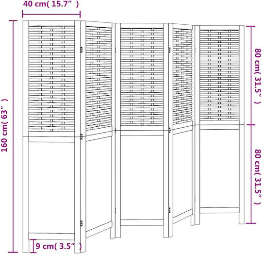 vidaXL Διακοσμητικό Παραβάν Ξύλινο με 5 Φύλλα 175x160cm