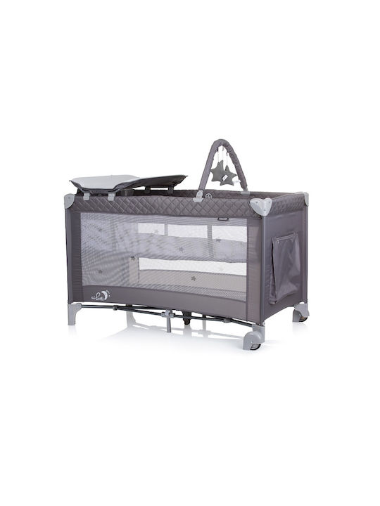 Chipolino Luna Playpen 2 Levels with Changing Table & Mattress Ash Grey