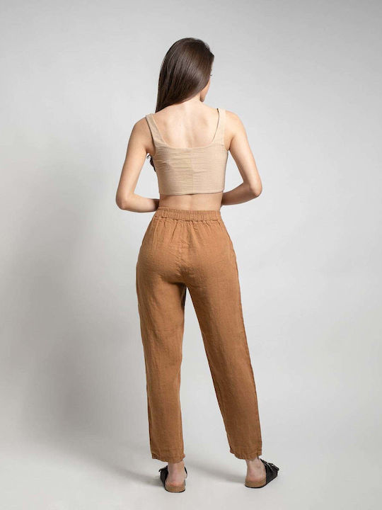 Pantaloni Morcov din In Lumină Maro Cămilă