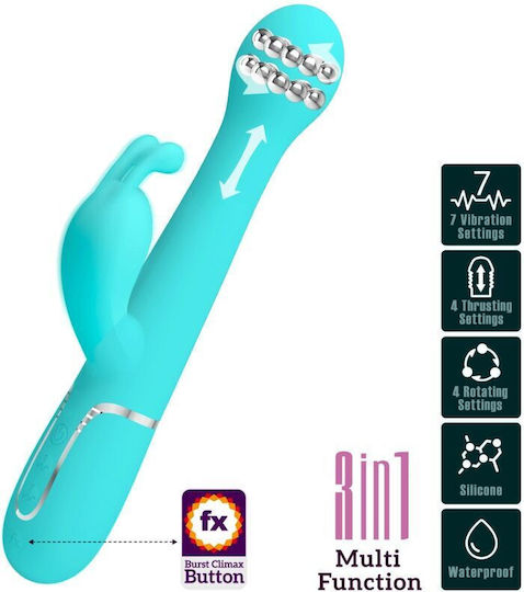 Pretty Love Dejon Rabbit Vibrator 3 In 1 Multifunction Aqua Green