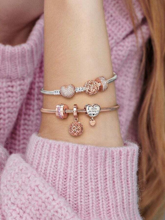 Pandora Κρεμαστό Charm Herz aus Vergoldetem Stahl Rosa