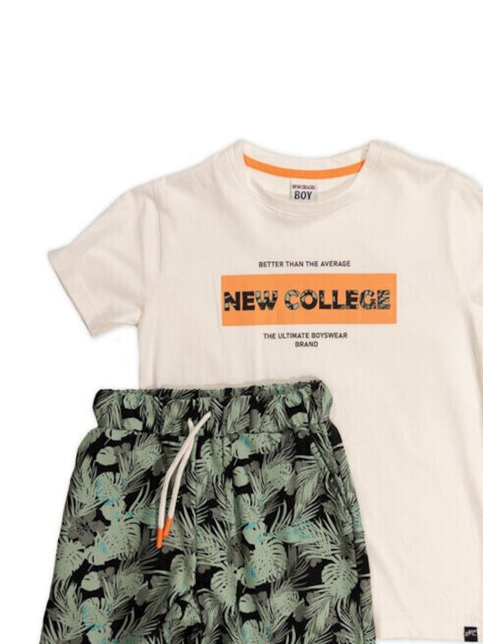 New College Kids Set with Shorts Summer 2pcs ecru