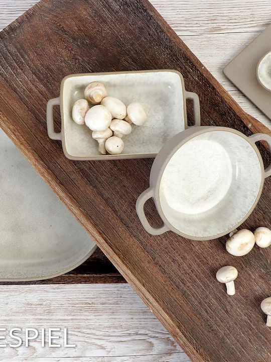 Espiel Ceramic Dessert Divided Serving Plate with 3 Slots Spirit Beige 15.8x31.8x2.2cm
