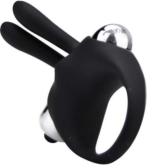 Joyrings Silicone Long Rabbit Vibrating Cock Ring Black By Loving Joy